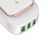 CARGADOR 3 PUERTOS USB 5V 3.4A(Max) LED Lamp USB 2-IN-1  iPhone Samsung